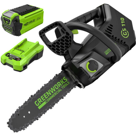 Greenworks GD40TCS - Motosega a Batteria 40V Brushless 2Ah con Barra 25 cm - Batteria e caricabatteria inclusi