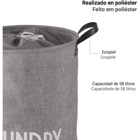 GEDY 10390800300 MINIMAL Cesto de Ropa Gris - ref: 10390800300 (1/2)
