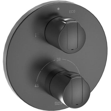 ROUND - Robinet thermostatique encastré bain-douche T-1000 - ROCA Couleur : Noir titane brossé (1/2)