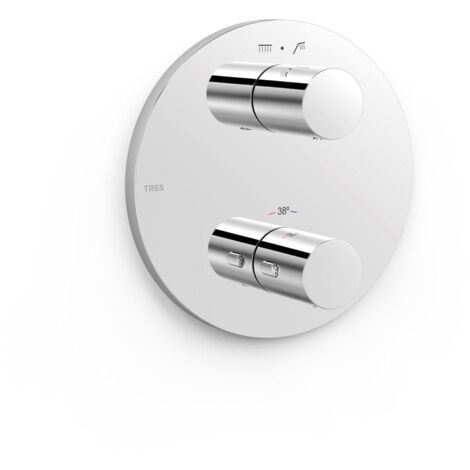 Pièce apparente pour boîtier encastré Therm-box 2 voies Chrome - TRES 26225001 (1/2)