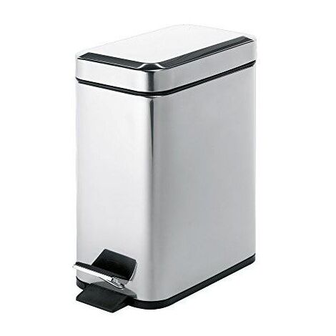 GEDY 29091300000 ARGENTA Papelera rectangular 5 litros con pedal Cromo Brillo - ref: 29091300000 (1/2)