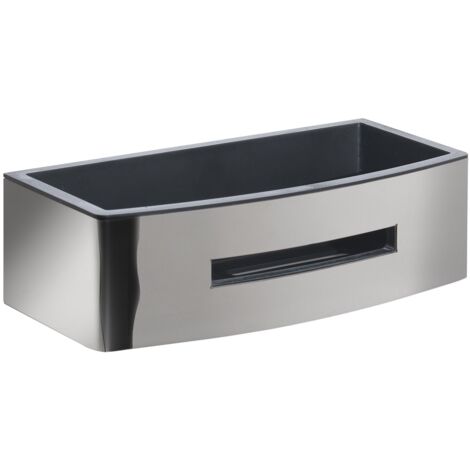 GEDY  POSEIDON PORTE-DOUCHE RECTANGULAIRE EN ACIER, FINITIONS CHROMÉES ET NOIRES, DIMENSIONS 7,2 X 24 X 12,3 CM ET POIDS 0,815 (1/2)