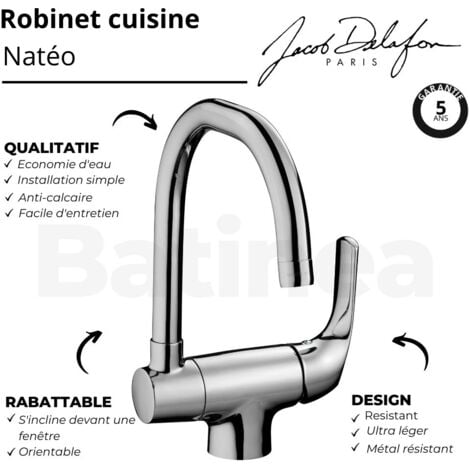 Mitigeur évier JACOB DELAFON Natéo, orientable & rabattable