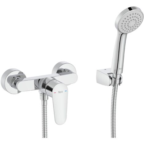 ROCA A5A204FC00 VICTORIA PLUS Grifo Monomando Mural Ducha con Equipo Cromo - ref: A5A204FC00 (1/2)