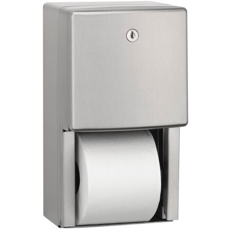 MEDICLINICS PR0700CS Dispensador de Papel Higiénico para Pared 2 Rollos Acero Inox AISI 304 Satinado - ref: PR0700CS