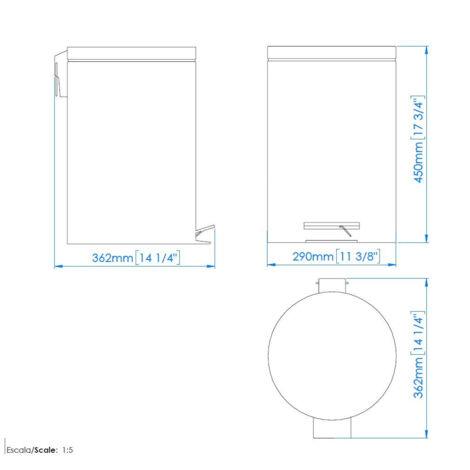 Amazon Basics - Pattumiera Rotondo con chiusura silenziosa, 5.3 Gallon