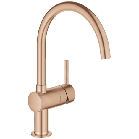 Grohe – Mitigeur d'évier Warm Sunset brossé – Bec pivotant en C – Cartouche céramique SilkMove 46 mm – Limiteur de débit ajustable – Débit 11.5 l/min - 32917DL0 (1/5)