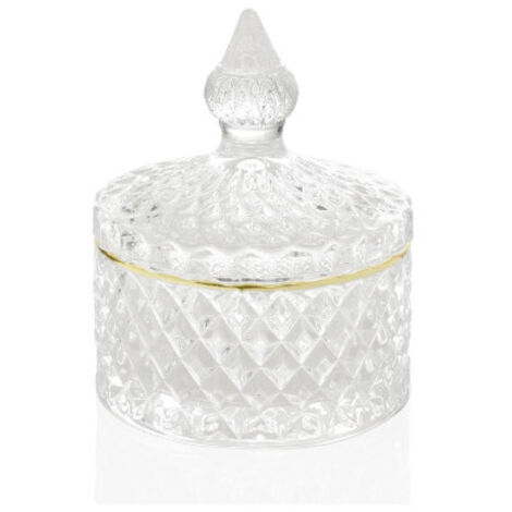 Boîte Rangement Salle de Bain Verre et Or - 8.5x10.5cm (1/2)