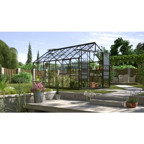 Gewächshaus Vitavia Jupiter 11500,Aluminium schwarz+gehärtetem Glas 3 mm,257x445 H248 cm,von Ezooza