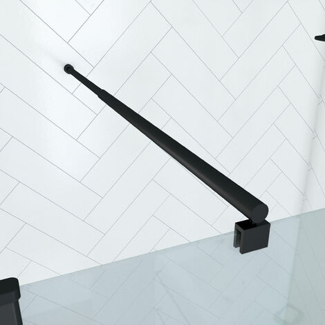 Set Parete Doccia Trasparente 120x200cm - Barra di Supporto Estensibile e Profilo Nero