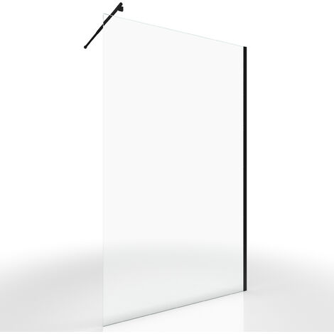Set Parete Doccia Trasparente 120x200cm - Barra di Supporto Estensibile e Profilo Nero
