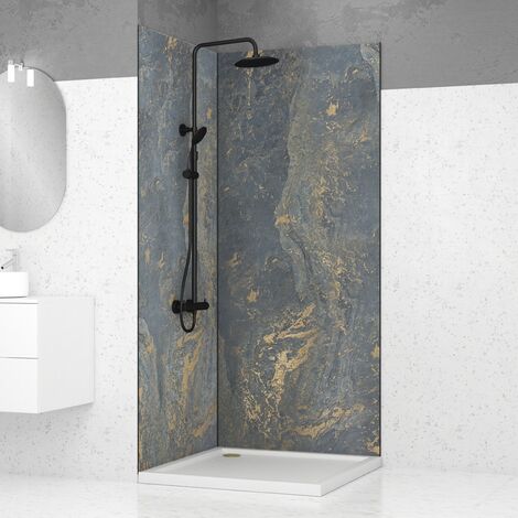 2 Pannelli a Parete Pietra 90x210cm 'Venus' + Profili angolari e de finitura Nera opaca - STONE'IT