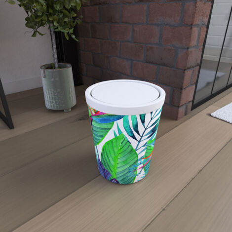 Mini Pattumiera Con Coperchio A Scatto 1,5L - Blu, Per Scrivania, Bagno, Camera - Foto 10