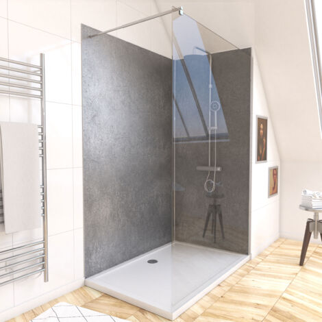 Pack di 2 Pannelli Murali Pietra Silver Grey 90+120x210 cm con Profili Cromati - STONE'IT