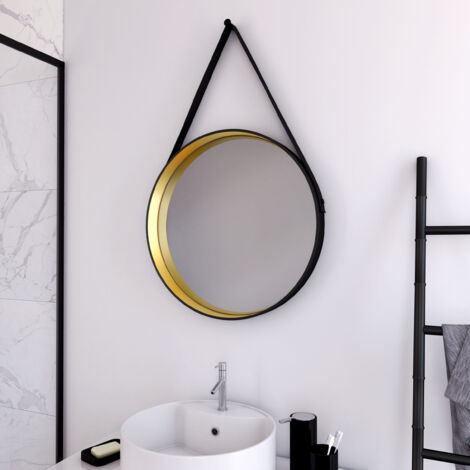 Specchio da bagno rotondo stile barbiere - Diametro 50 cm - BARBER GOLD