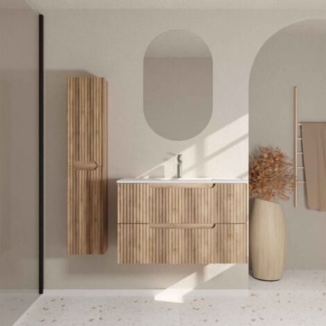 Set Mobile Bagno Vladon Aloha V2 – 189x193x51 Cm, Bianco Opaco/Lucido, Con Pensili E Ante Soft-close - 2