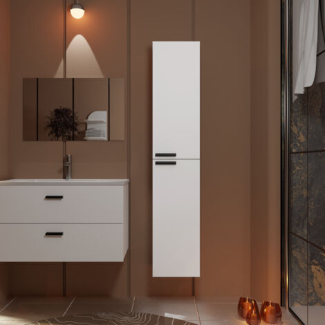 Armadio da bagno con barra luminosa, Bianco | Italy