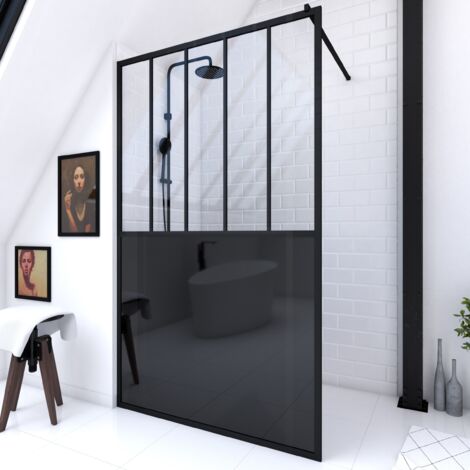 120x200 cm Doccia Doccia Tipo di parete Verrieres - Glass Tempexed 5mm e opaco in alluminio nero
