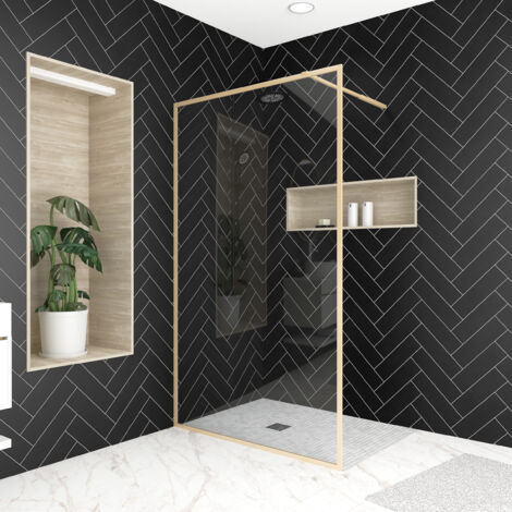 Parete per doccia 120x200 cm - Finitura oro spazzolato - GOLDY CONTOURING