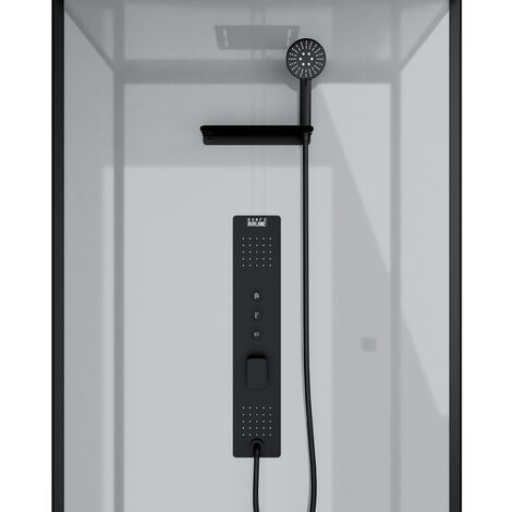 Cabina doccia idromassaggio 110x80x215 cm - Grigio Profili Nero Opaco - GREY STYLE