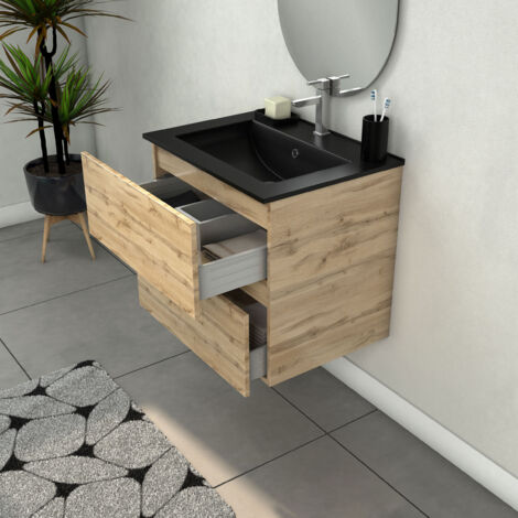 Tavolo Da Toilette Fyrk, Rovere Rustico, 90 Cm Con Sgabello E Specchio Led Vicco 86939422