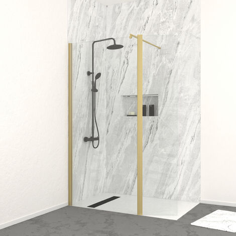 Deflettore girevole de 40 cm Vetro temperato 6 mm Finitura oro spazzolato per pareti FREEDOM 2 GOLD