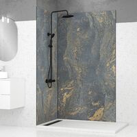 2 Pannelli da parete Pietra 90+120x210cm "Venus" + profili di giunzione e finitura Nera - STONE'IT