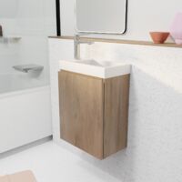 Mobile Lavandino Decorato in Legno 40x50x22 cm con Lavabo in SMC Bianco - ELEMENTARY