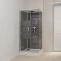 Cabina doccia quadrata 90x90x215 cm - Grigio con striscia smerigliata - Stripedy Stripe Square