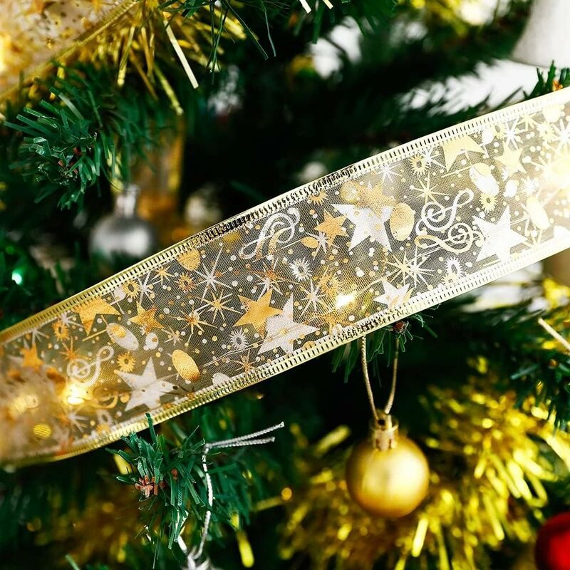 Glitzernde Weihnachtsbaumband-LED-Lichtgirlande für die  Weihnachtsbaumdekoration – (warmes Licht) Länge: 10 m,SOEKAVIA