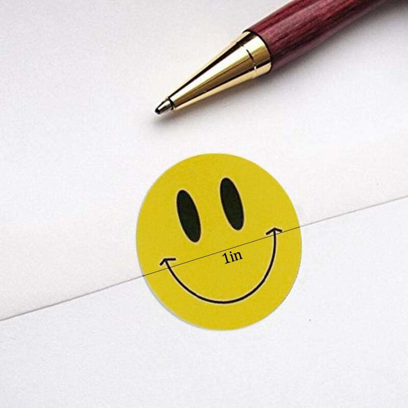 500 Stück gelbe Happy Face Circle Dot Sticker, runde Klebeetiketten, 500  Etiketten auf einer Rolle, DIY