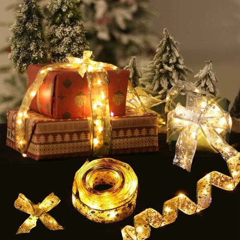 10 (warmes Licht) Weihnachtsbaumdekoration m,SOEKAVIA für Glitzernde Weihnachtsbaumband-LED-Lichtgirlande – Länge: die