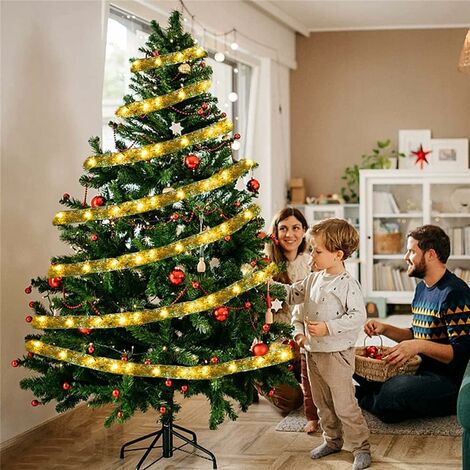 (warmes – Weihnachtsbaumband-LED-Lichtgirlande Glitzernde m,SOEKAVIA 10 die Länge: Licht) Weihnachtsbaumdekoration für