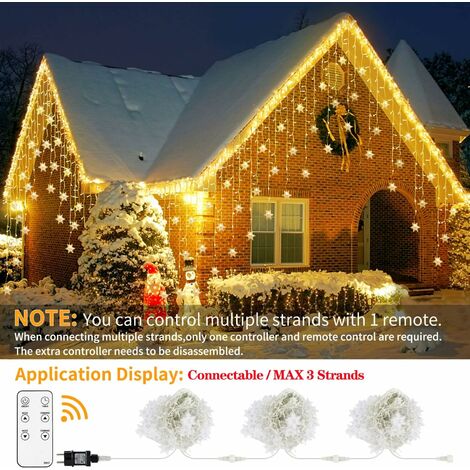 Lichterkette für 360 bunte LEDs, Fuß, LED-Schneeflocken-Wellen-Vorhanglichter, IP44 30 den wasserdicht, Außenbereich, Weihnachten
