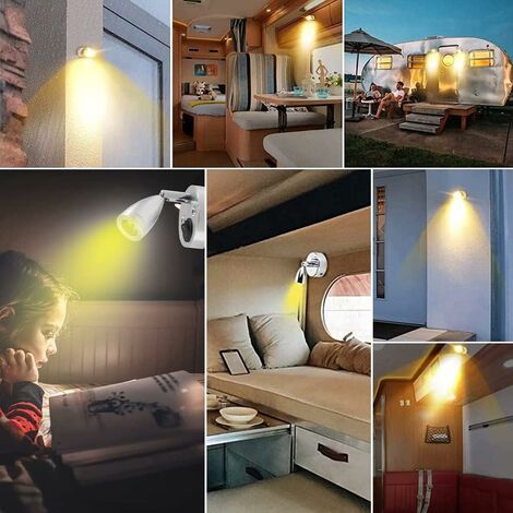 12 V, 3 W LED-Spot-Leseleuchte für den Innenraum von Wohnmobilen, um 180°  drehbare