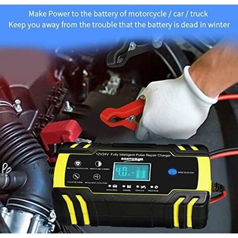 Ueznirn Ladegerät Autobatterie 12V/24V KFZ Batterieladegerät  Vollautomatisches Intelligentes Erhaltungsladegerät mit LCD-Touchscreen für  Auto, Motorrad, Rasenmäher oder Boot: : Auto & Motorrad