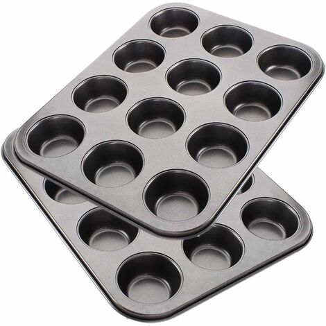 12 Muffinform, 2 antihaftbeschichtete Muffinbleche, Wärmeleit-Muffinform  (Kuchenform ca.: Ø 5 cm),SOEKAVIA | Backformen & Backzubehör