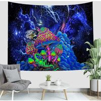 Nebula Galaxy arazzo da parete, arazzo hippie psichedelico, arazzi da parete con arte astratta, arazzo da parete, decorazione della stanza con motivo a pianeta, funghi e fulmini