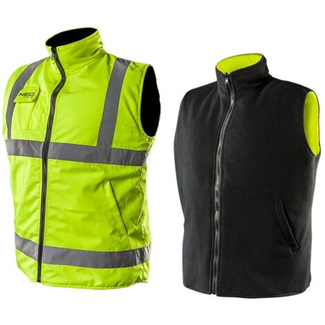 2 in 1 Profi Warnweste, Fleeceweste XL