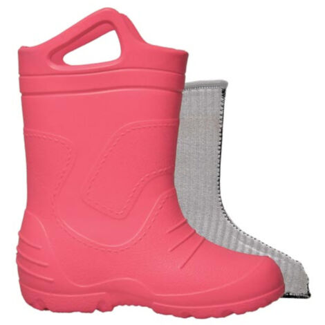 Kinder Gummistiefel gefüttert  Regenstiefel mit Einstiegshilfe Pink 22/23