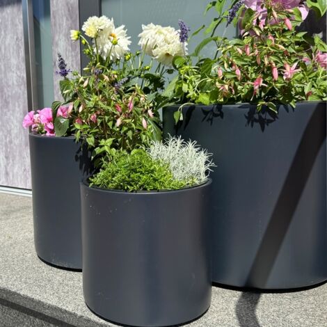 Blumentopf Blumenkbel mit Einsatz Heos, Anthrazit Kunststoff 30 / 40 / 47  cm, Gre:  40 cm