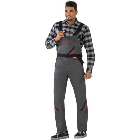 Planam Highline Latzhose schiefer/schwarz/rot 70