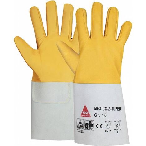 Schweißerhandschuhe Mexico Z Super Gr.9 gelb/grau Ziegennappaleder HASE