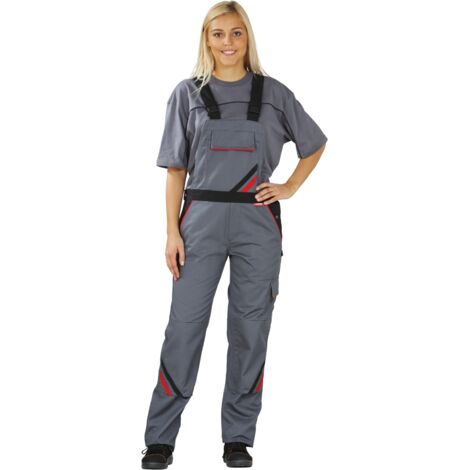 Planam Highline Damen Latzhose schiefer/schwarz/rot 52 (1/5)