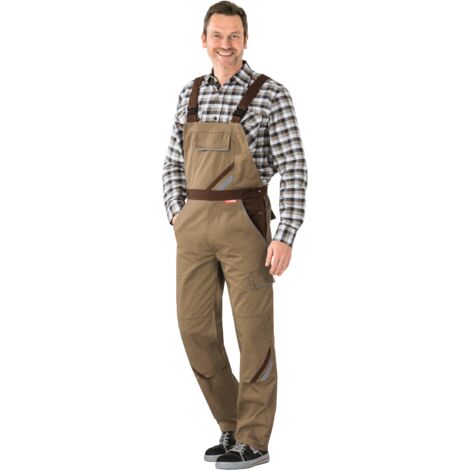 Planam Highline Latzhose khaki/braun/zink 30