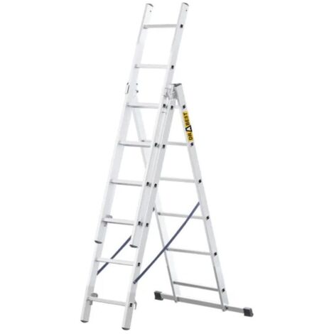 Drabest Aluminium-Haushaltsleiter 3-teilig, 150 kg 6 Stufen