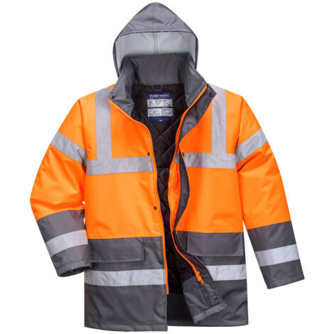 Portwest Warnschutz Kontrast Winter Verkehrsjacke Orange/Grau M