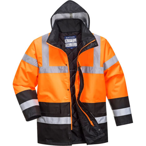 Portwest Warnschutz Kontrast Winter Verkehrsjacke Orange/Schwarz XXXL