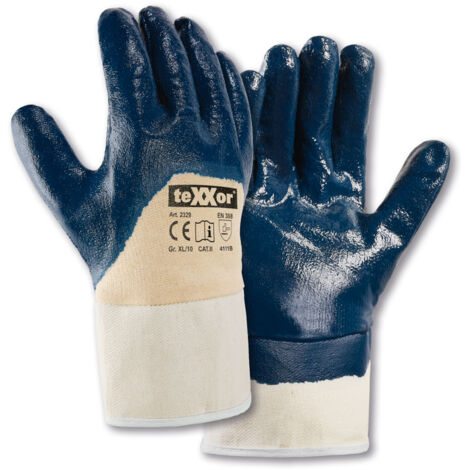 teXXor® Nitril-Handschuhe (¾-beschichtet) STULPE, Beige/Blau (1/5)