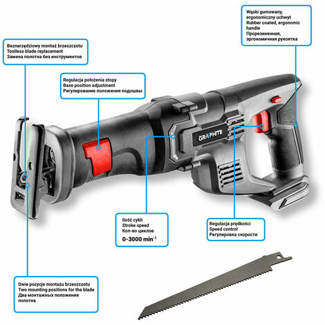 Graphite Akku-Säbelsäge Energy+, ohne Akku Li-Ion, 18V